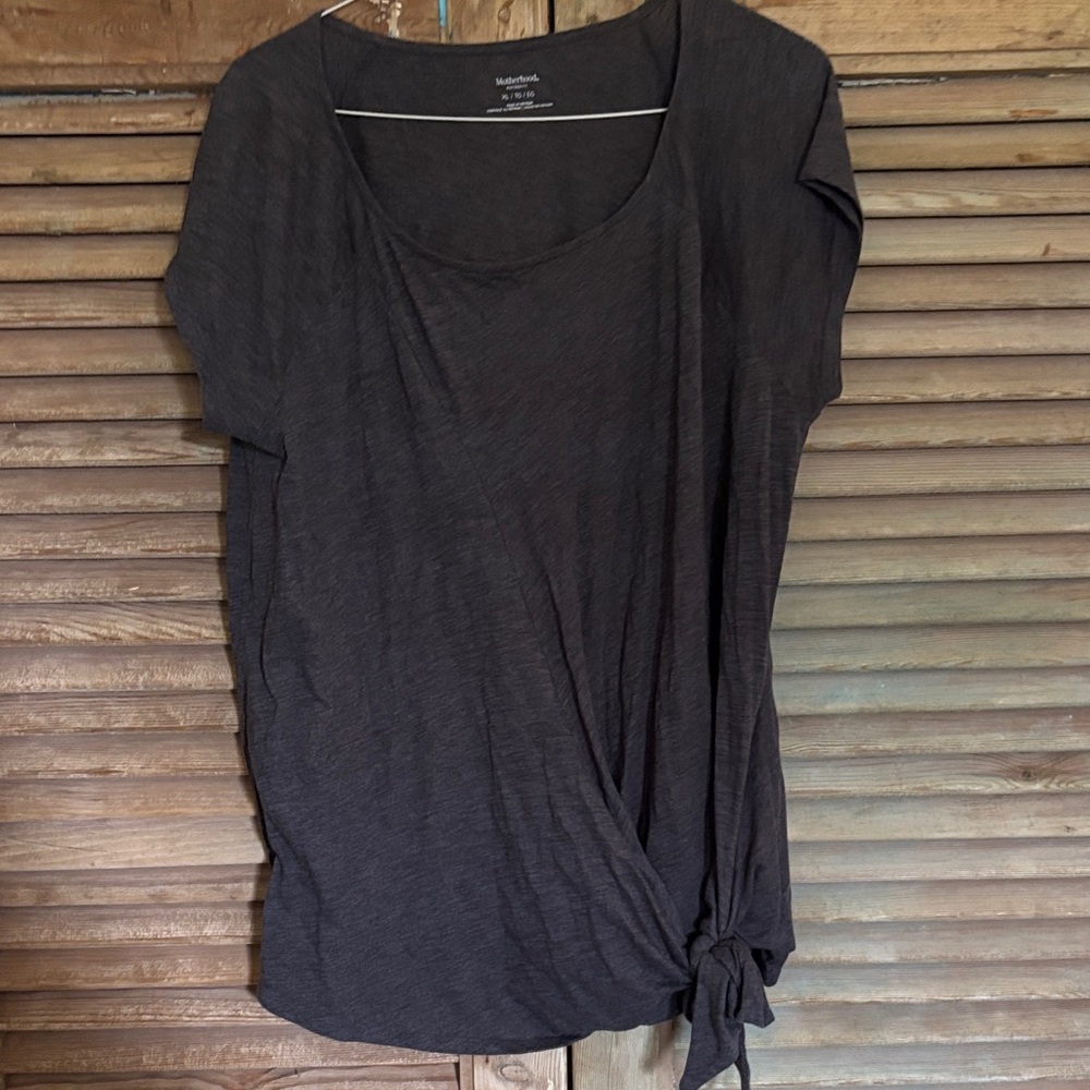 Motherhood Maternity Dark Gray Knot-Front Tee